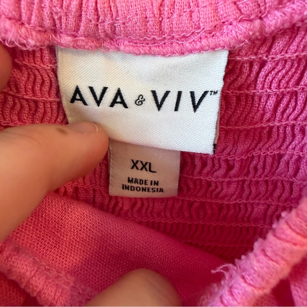 Ava & Viv Beautiful Vibrant Pink Midi Dress w/ Ruffled Neckline, Size XXL, NWT - Picture 6 of 11